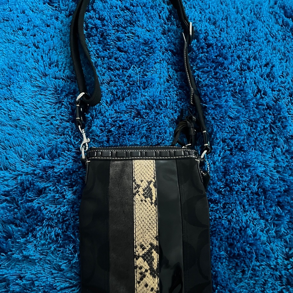 Black and Snakeskin Coach Crossbody Bag